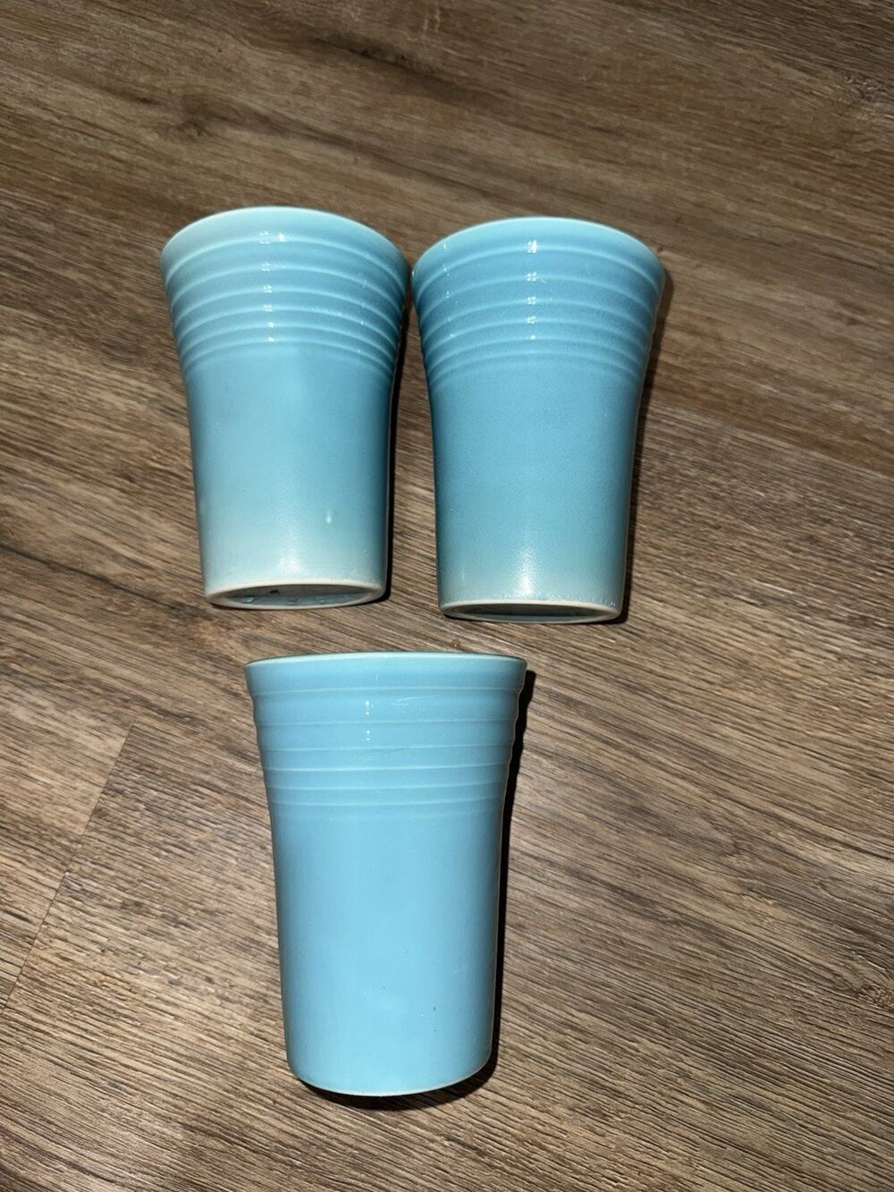 Vintage Fiestaware Juice Water 3.5” Tumbler Cup Fiesta Light Blue Lot of 3